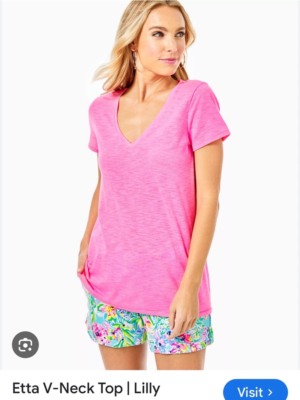 Lilly Pulitzer Etta V-Neck Top - pink isle